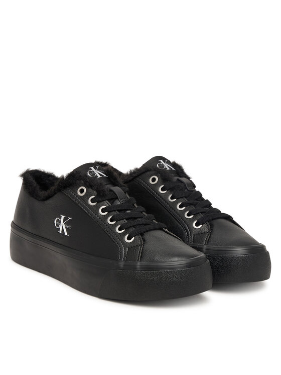 Calvin Klein Calvin Klein Сникърси Vulc Flatf Laceup Lth Fur HW0HW03235 Черен
