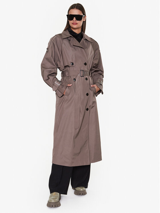 Gestuz Gestuz Trenčkot Sarga 10906855 Hnědá Loose Fit