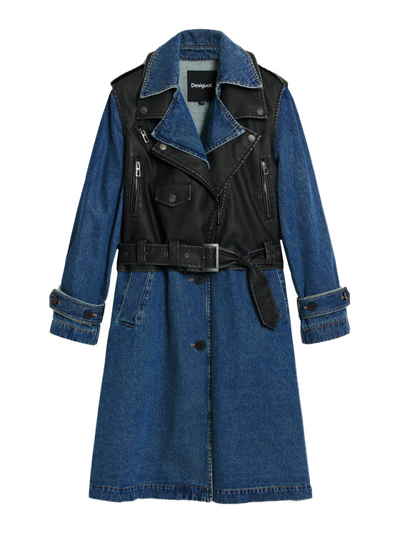 Desigual Desigual Płaszcz z imitacji skóry Denimbike 25WWEW52 Niebieski Regular Fit