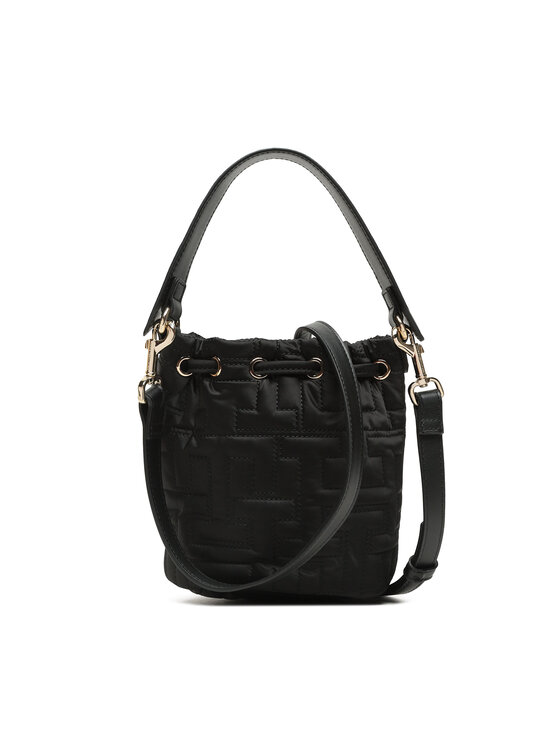 Tommy Hilfiger Tommy Hilfiger Ročna torba Tj Chic Nylon Bucket AW0AW14864 Črna