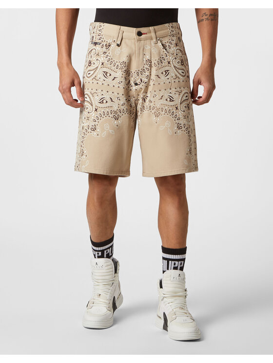 PHILIPP PLEIN PHILIPP PLEIN Pantaloncini di jeans 4395 Beige Regular Fit