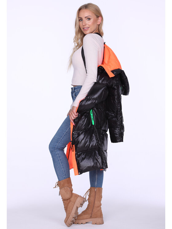 Perso Perso Zimní kabát puchowy z szelkami Černá Regular Fit