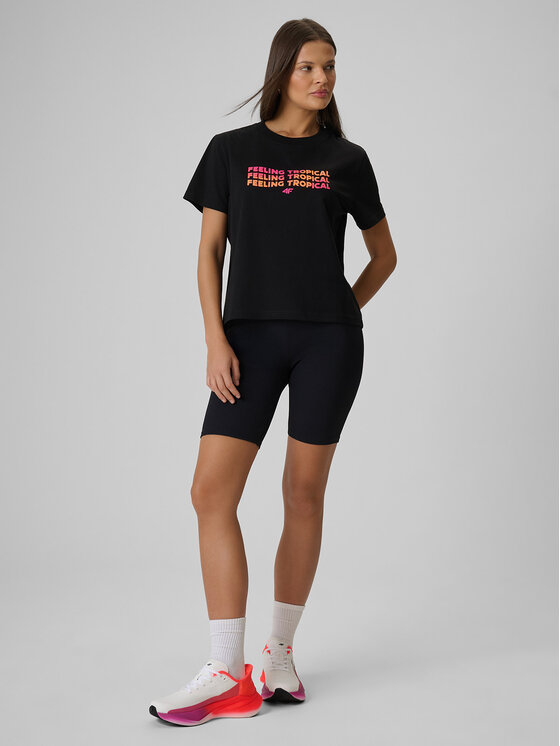 4F 4F T-Shirt BEACHWEAR Czarny Boxy Fit