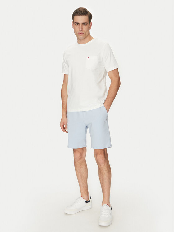 Tommy Hilfiger Tommy Hilfiger Szorty materiałowe Essential Terry Sweatshort MW0MW37240 Błękitny Regular Fit