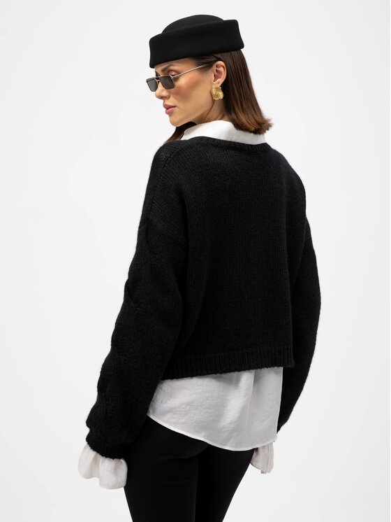 MANDRAGORA MANDRAGORA Sweter Vero Czarny Slim Fit