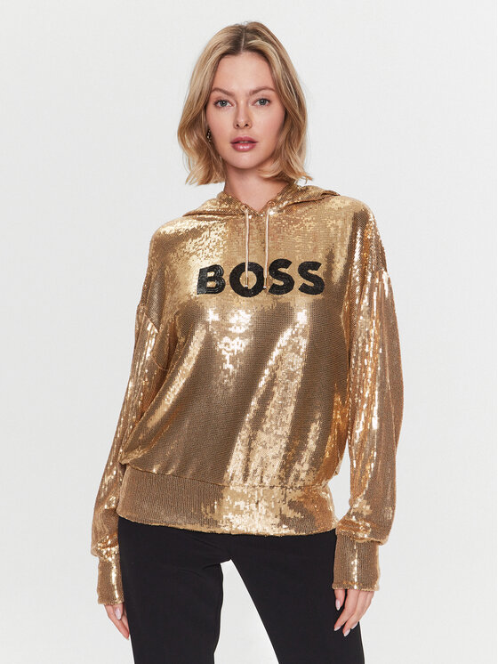 Hugo boss hoodie gold sale