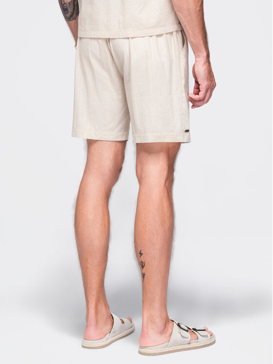 Ombre Ombre Szorty materiałowe OM-SRCS-0209 Kremowy Regular Fit