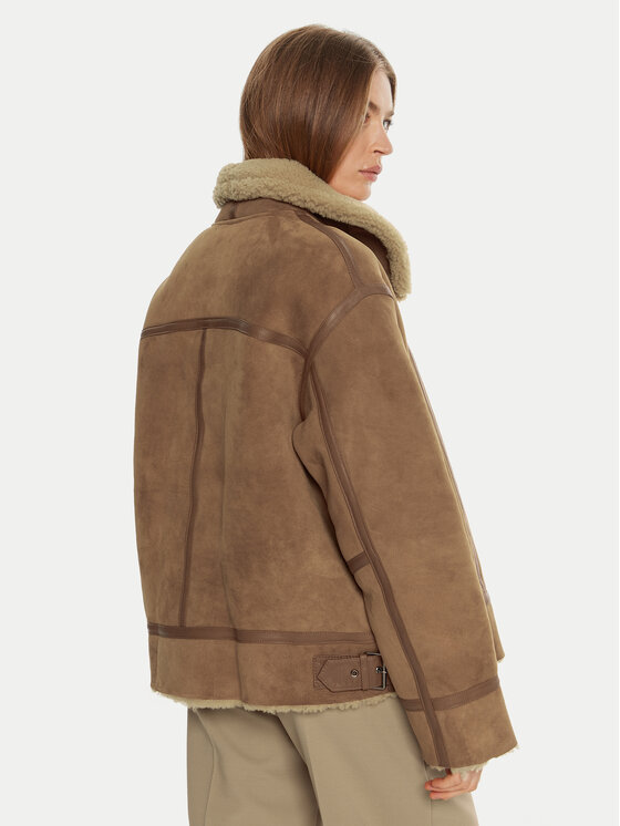 Serge Pariente Serge Pariente Cappotto in shearling Christelle Marrone Regular Fit