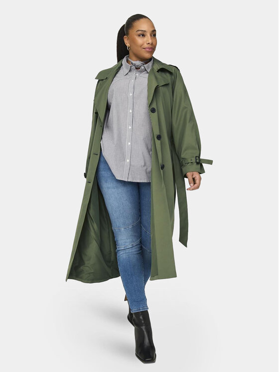 ONLY Carmakoma ONLY Carmakoma Tenchcoat Chloe 15310056 Grün Regular Fit