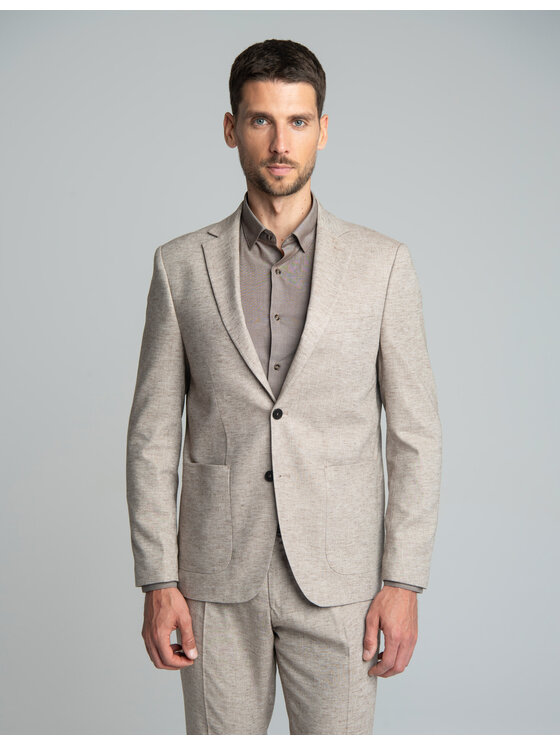 Borgio Borgio Marynarka Lago_br Brązowy Slim Fit