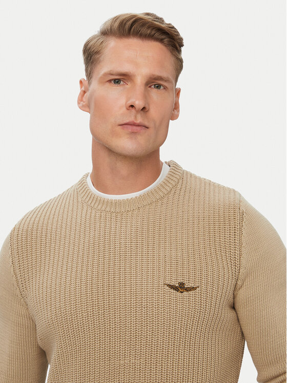 Aeronautica Militare Aeronautica Militare Sweater 262MA1571UL00409 Bézs Regular Fit