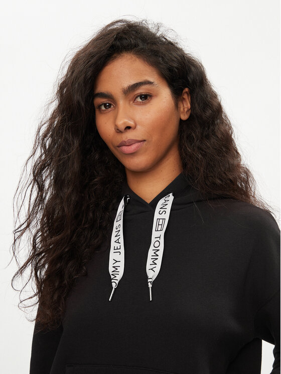 Tommy Jeans Tommy Jeans Bluza Logo Drawcord DW0DW17794 Czarny Boxy Fit