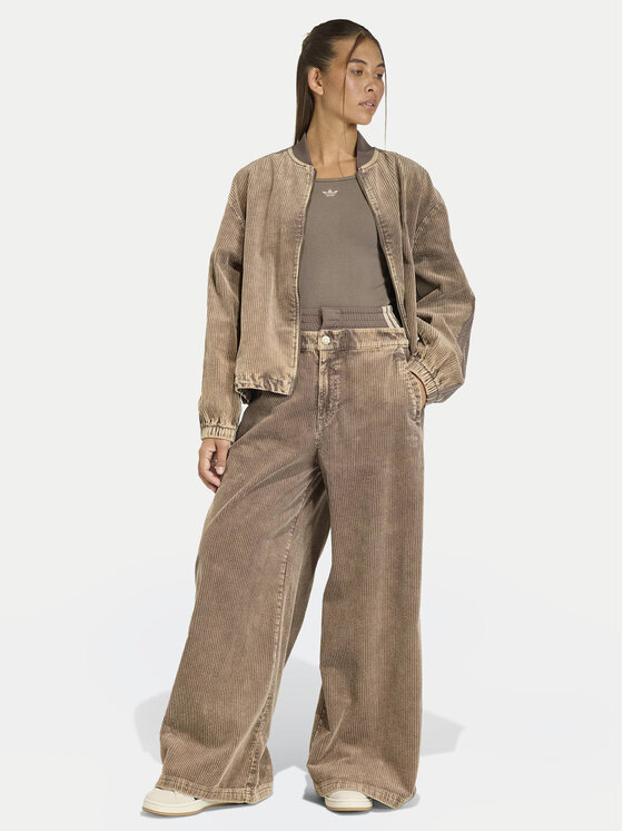 adidas adidas Medžiaginės kelnės Corduroy Sst KD8782 Ruda Wide Leg