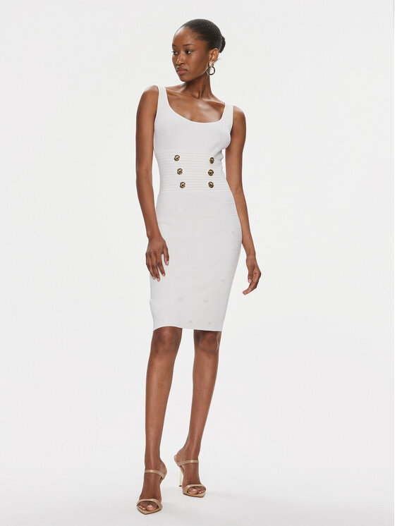 PINKO Pinko Sukienka dzianinowa Cactus 102879 A1LK Biały Slim Fit