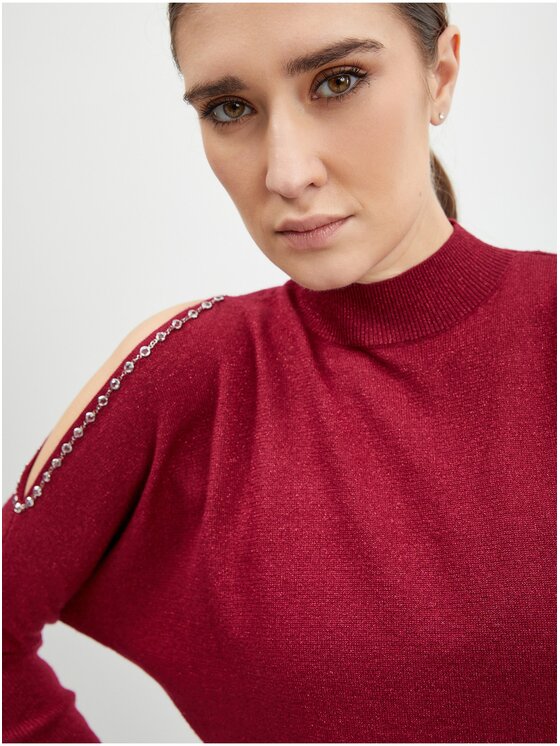 Orsay Orsay Sweter 540145-403000__L Bordowy Regular Fit
