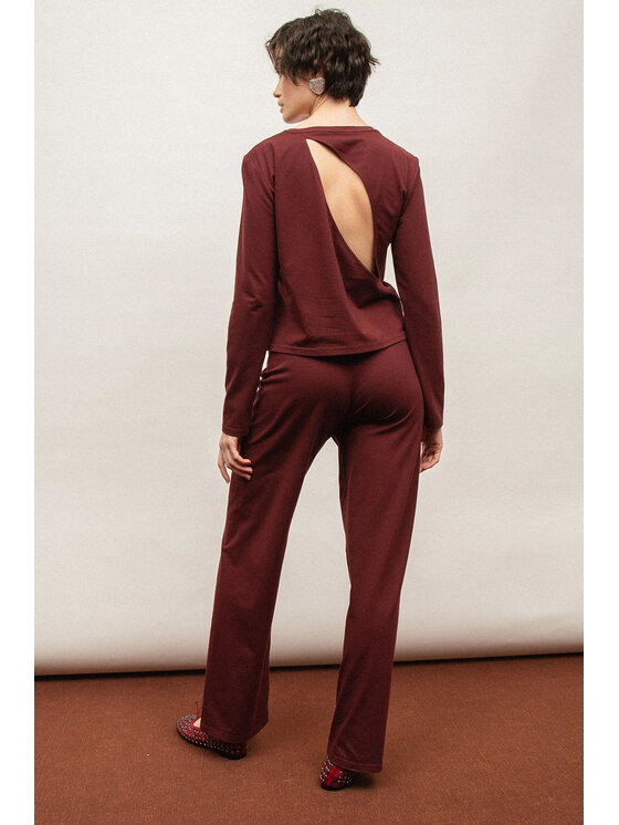 Nudyess Nudyess Pantaloni in maglia Salem Bordeaux Loose Fit