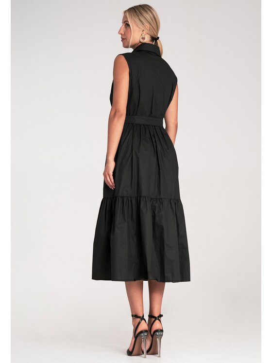 FIGL FIGL Košeľové šaty M1216 Čierna Flared Fit