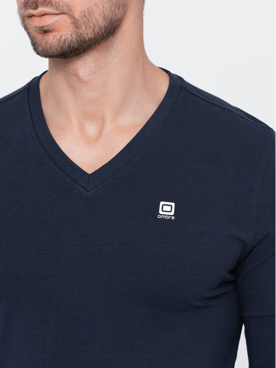Ombre Ombre S dlouhým rukávem OM-LSCL-0110 Tmavomodrá Regular Fit