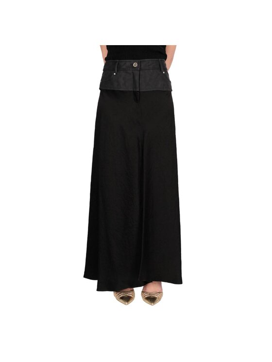 PINKO PINKO Spódnica maxi Gelosia gonna satin crinkle Czarny Regular Fit