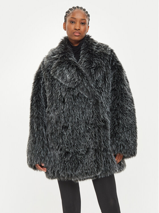 MICHAEL Michael Kors MICHAEL Michael Kors Кожено палто UF4208KF1Q Сив Oversize