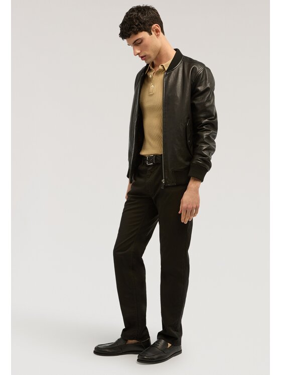 Trussardi Trussardi Kurtka skórzana R302M000053N033 Czarny Regular Fit