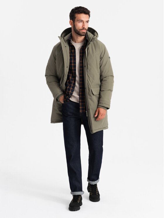 Ombre Ombre Parka OM-JALJ-0166 Khaki Regular Fit