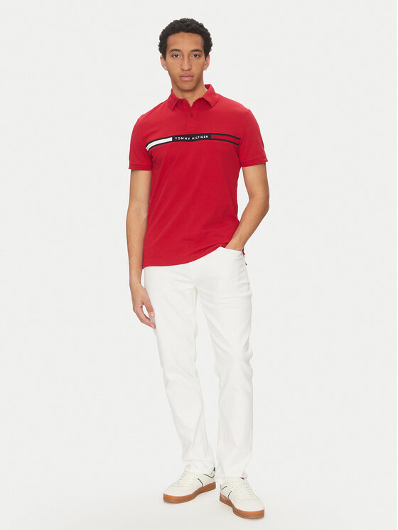 Tommy Hilfiger Tommy Hilfiger Тениска с яка и копчета Chest Insert MW0MW38130 Червен Regular Fit