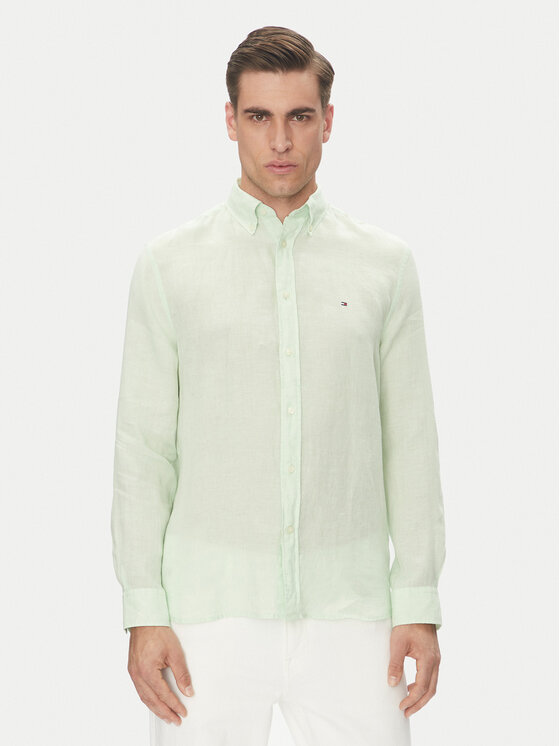 Tommy Hilfiger Męska Koszula, rozmiar M, Zielona, MW0MW34602
