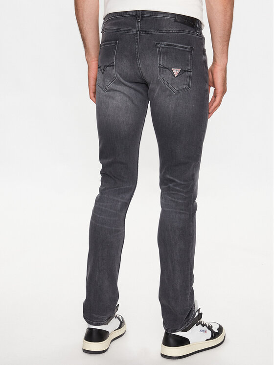 Jeans GUESS Para Hombre - Estilo MIAMI 2CRG CARRY GREY, 5 Bolsillos, Efecto Lavado Y Cierre Con Cremallera