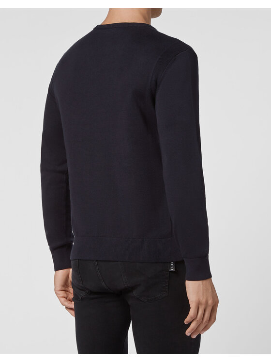 PHILIPP PLEIN PHILIPP PLEIN Sweter 10419 Granatowy Regular Fit