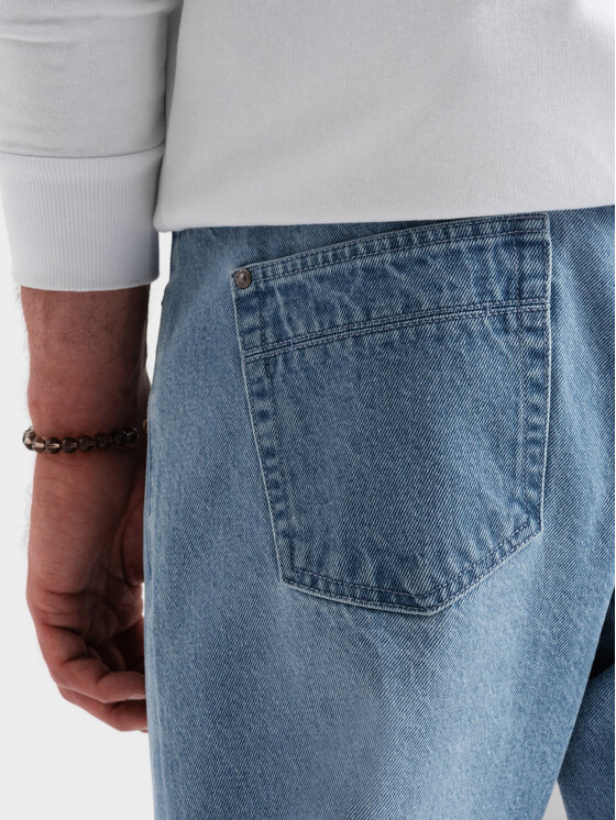 Ombre Ombre Jeansy OM-PADP-0175 Niebieski Tapered Fit