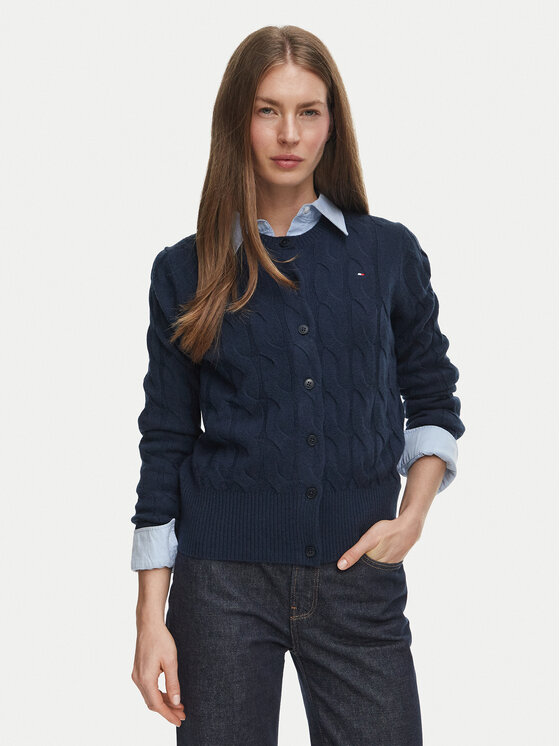 Tommy Hilfiger Tommy Hilfiger Strickjacke Soft WW0WW52191 Dunkelblau Regular Fit