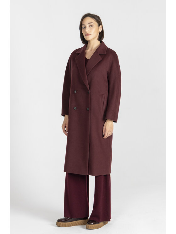 Deni Cler Milano Deni Cler Milano Płaszcz T-DC-8055-E5-90-39-1 Bordowy Loose Fit