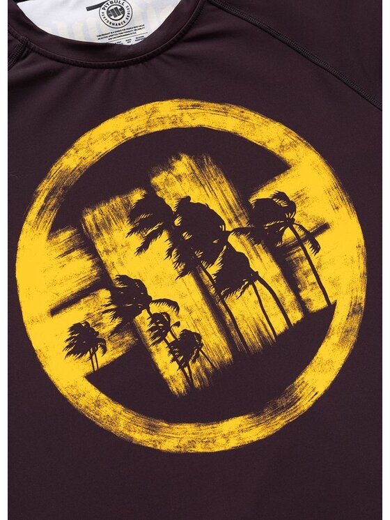 PITBULL PITBULL Koszulka techniczna LOGO PALMS Brązowy Regular Fit
