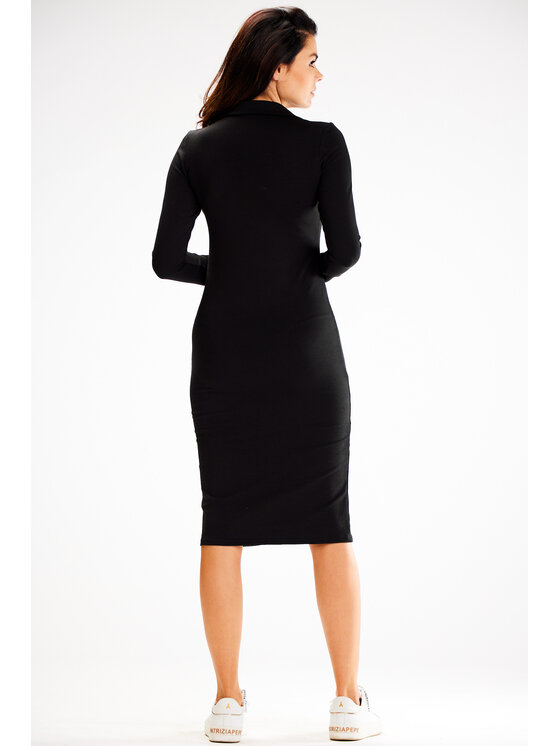 Awama Awama Každodenné šaty A605 Čierna Basic Fit