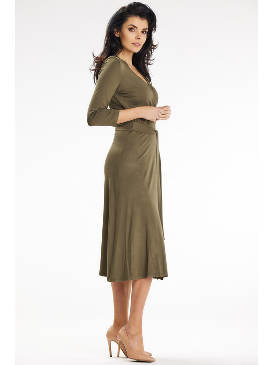 Awama Awama Sukienka letnia A653 Khaki Basic Fit