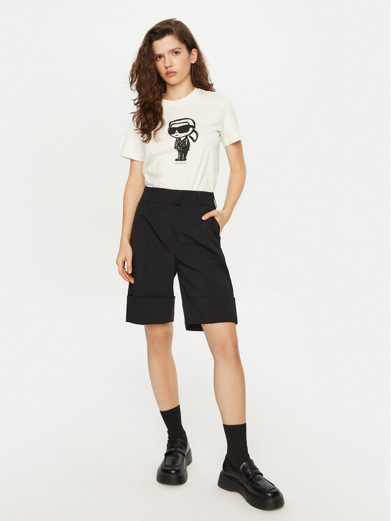KARL LAGERFELD KARL LAGERFELD Tričko A1W17126 Écru Regular Fit