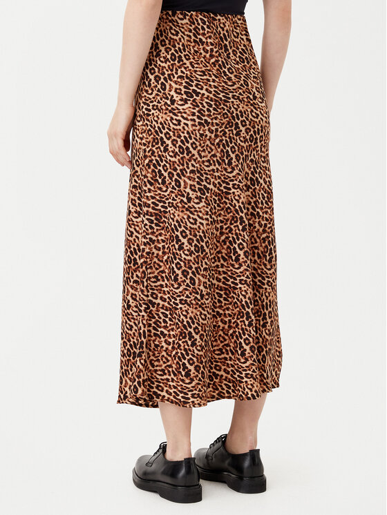 Pieces Pieces Midi sukňa Franan 17116541 Hnedá Regular Fit