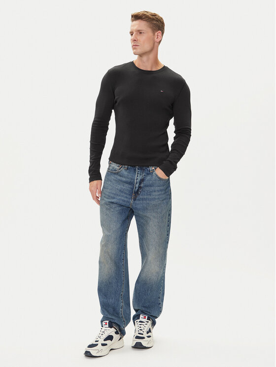 Tommy Jeans Tommy Jeans S dlhými rukávmi DM0DM04409 Čierna Slim Fit