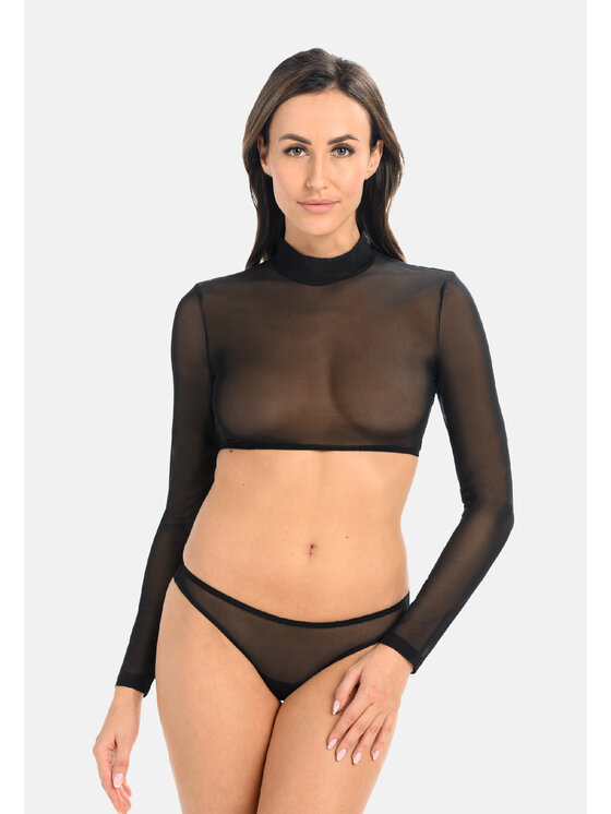 Teyli Teyli Bluzka z odkrytymi plecami Nina Czarny Standard Fit