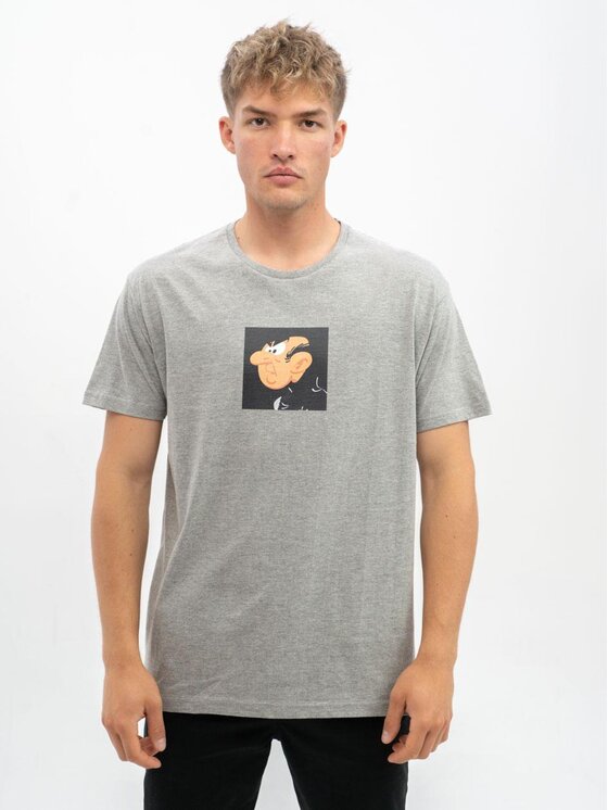 Smerfy Smerfy T-Shirt Koszulka Z Krótkim Rękawem Męska Szara Smerfy Square XXL Szary Regular Fit