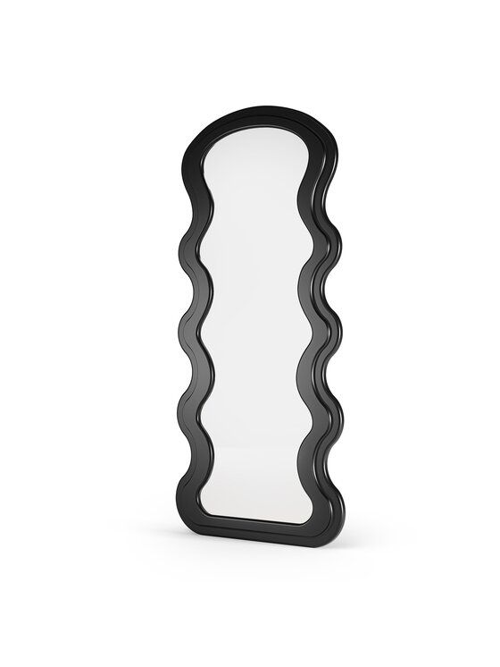 MIAhome MIAhome Lustro wiszące w czarnej ramie faliste 177x75 cm Czarny