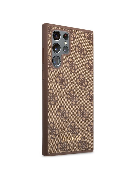 Guess Guess Etui na telefon 4G Metal Gold Logo Brązowy