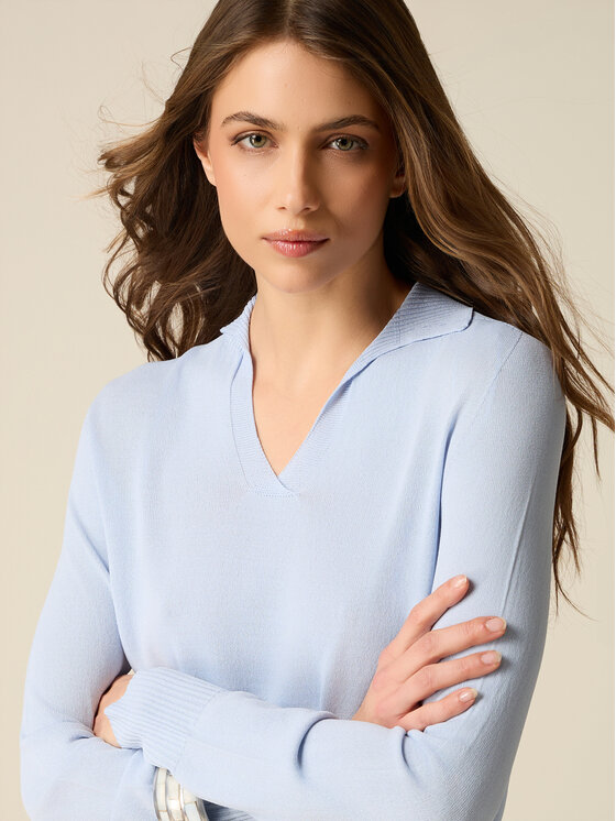 Oltre Oltre Sweter M026J005328N004 Turkusowy Regular Fit