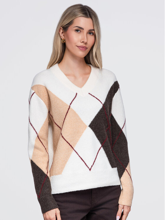 Ombre Ombre Sweter OW-SW-E0038 Beżowy Regular Fit