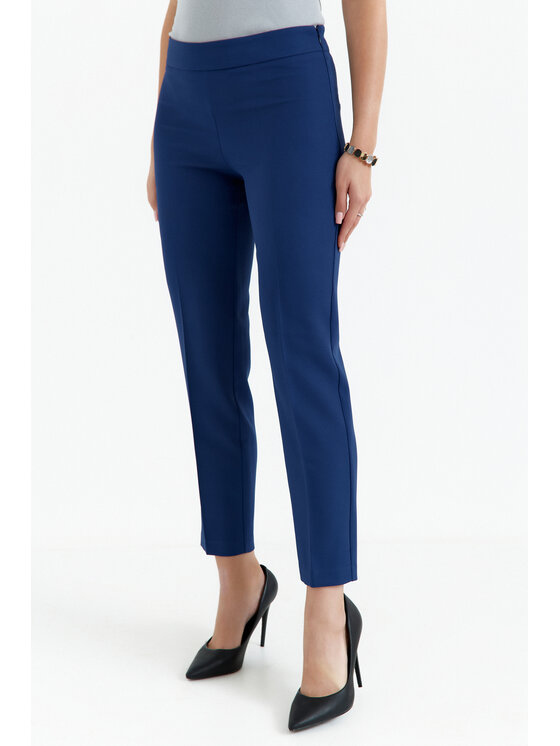 Makover Makover Spodnie damskie K055 Granatowy Regular Fit
