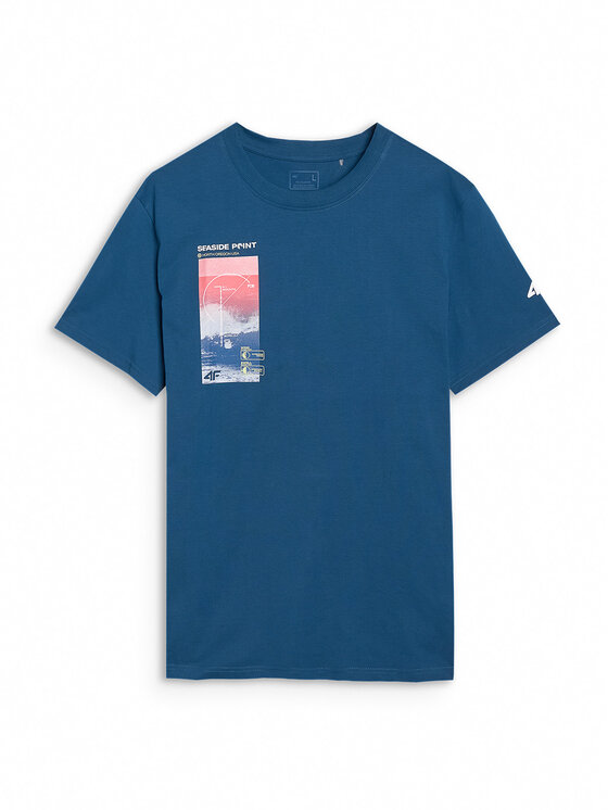 4F 4F T-Shirt MIDSHOP TEXTILE Turkusowy Regular Fit