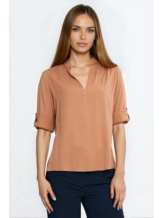 NIFE NIFE Bluzka B212 Brązowy Regular Fit