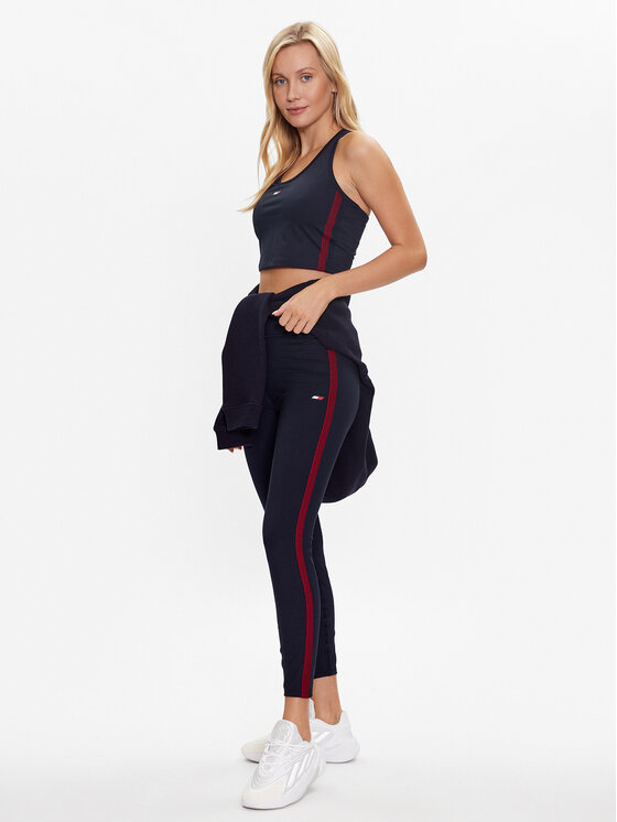 Tommy Hilfiger Tommy Hilfiger Legginsy Split Tape S10S101708 Granatowy Slim Fit