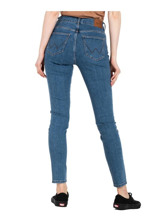 Wrangler Wrangler Jeansy W27HKRP23 Niebieski Skinny Fit
